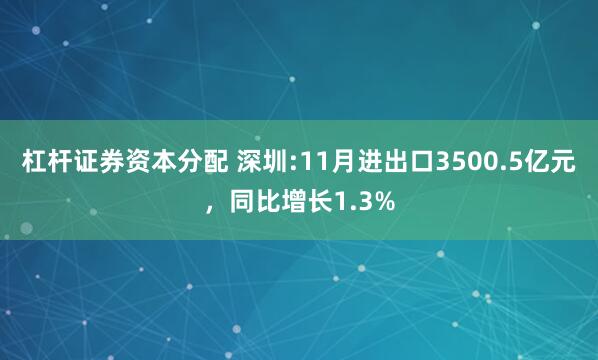 杠杆证券资本分配 深圳:11月进出口3500.5亿元，同比增长1.3%